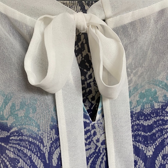 CAbi White Blue Purple Ombre Chiffon Blouse - Picture 9 of 9